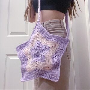 Handmade Crochet Star Bag - Purple and Pink